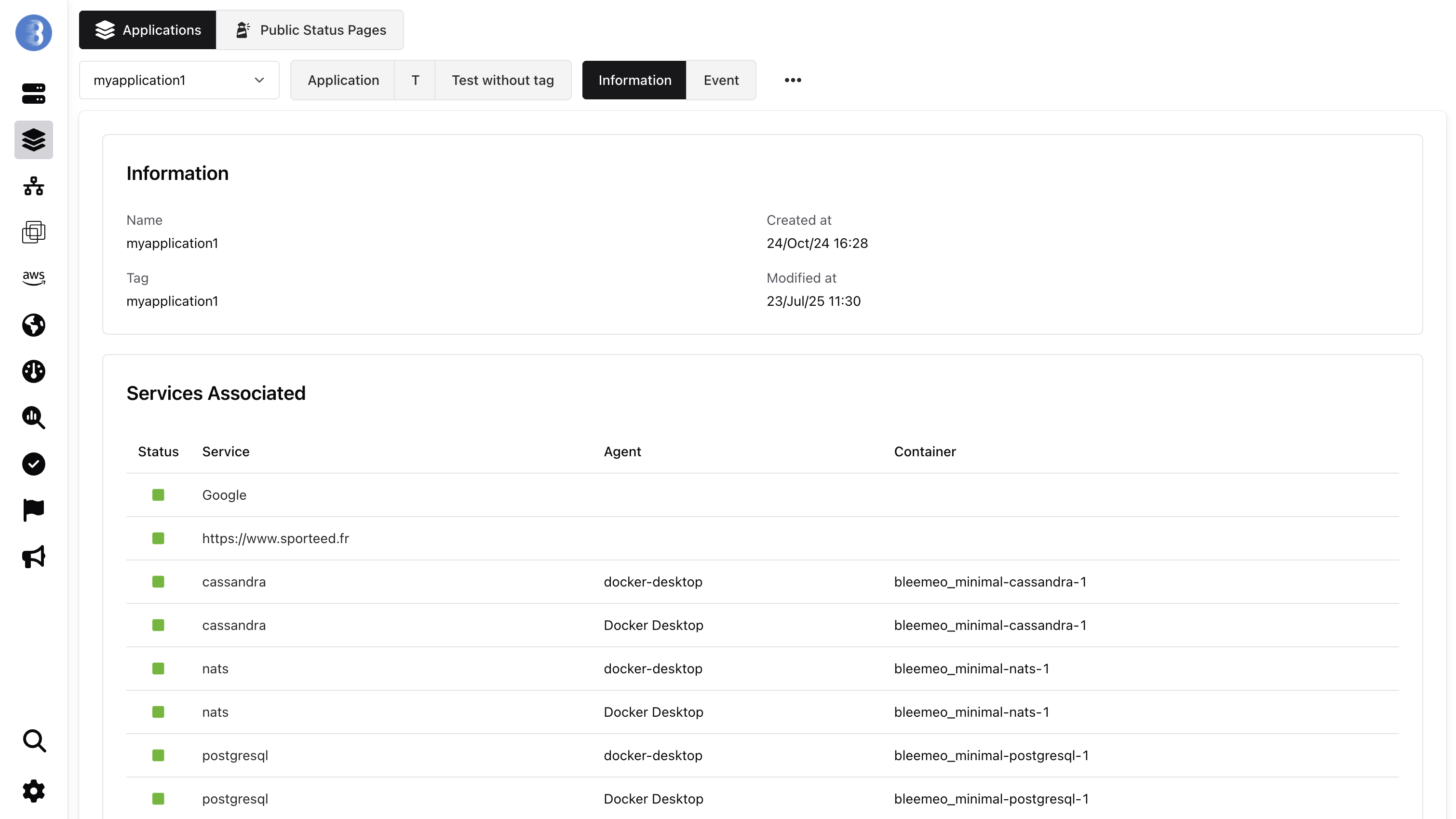 Application information