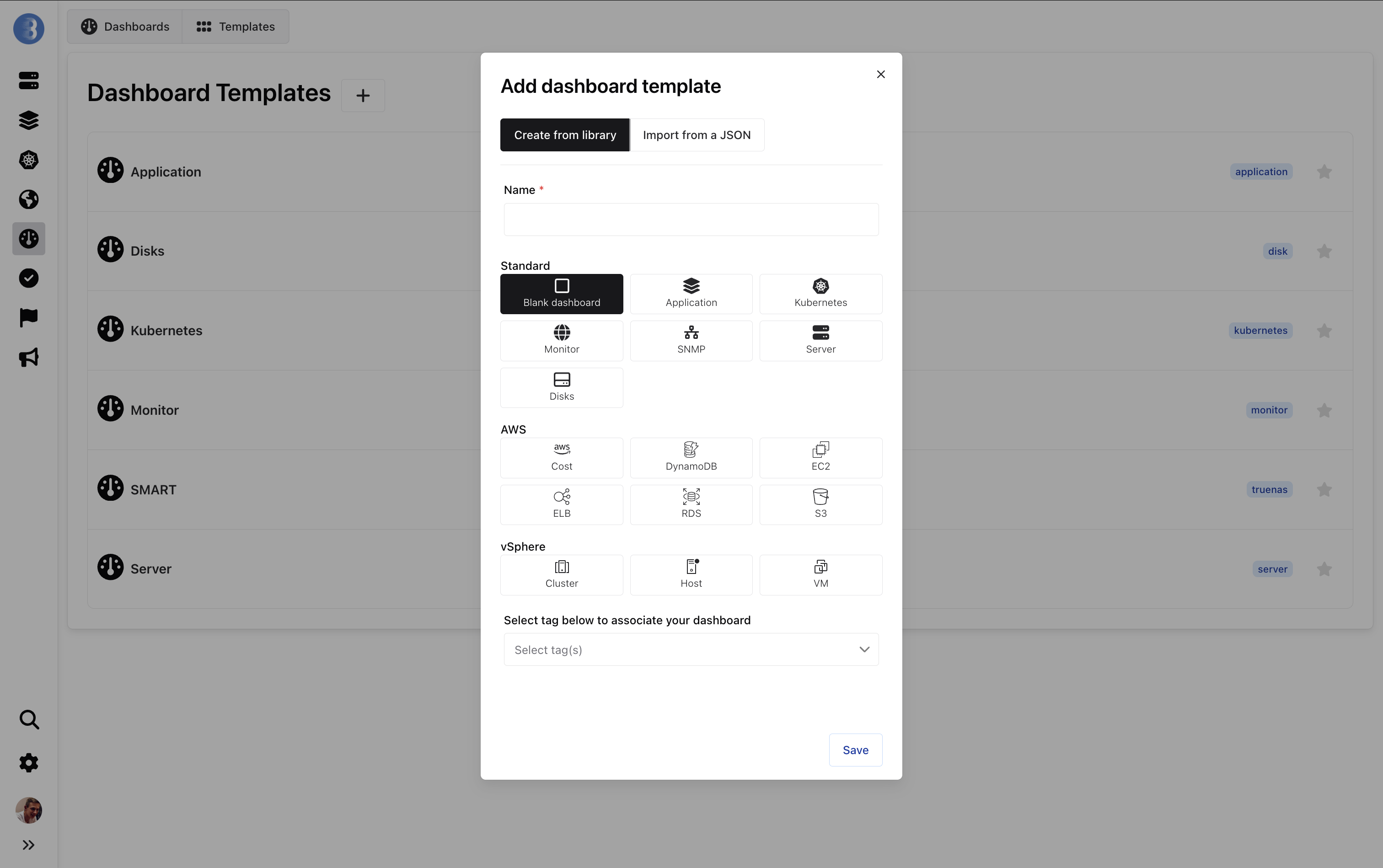 create dashboard templates