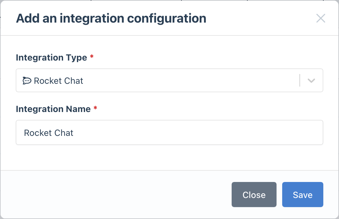 Screenshot Rocket.Chat integration