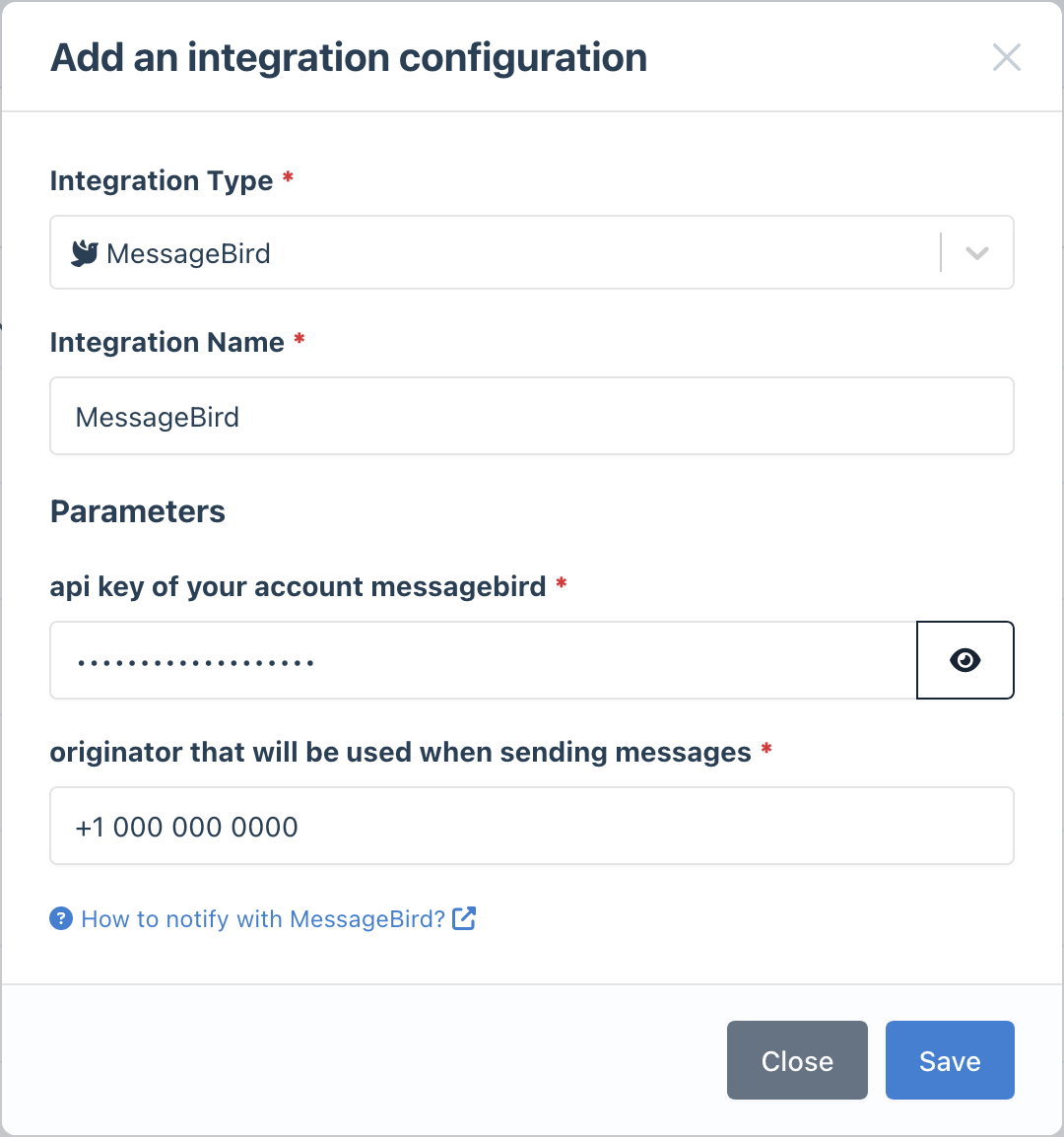 MessageBird integration in Bleemeo