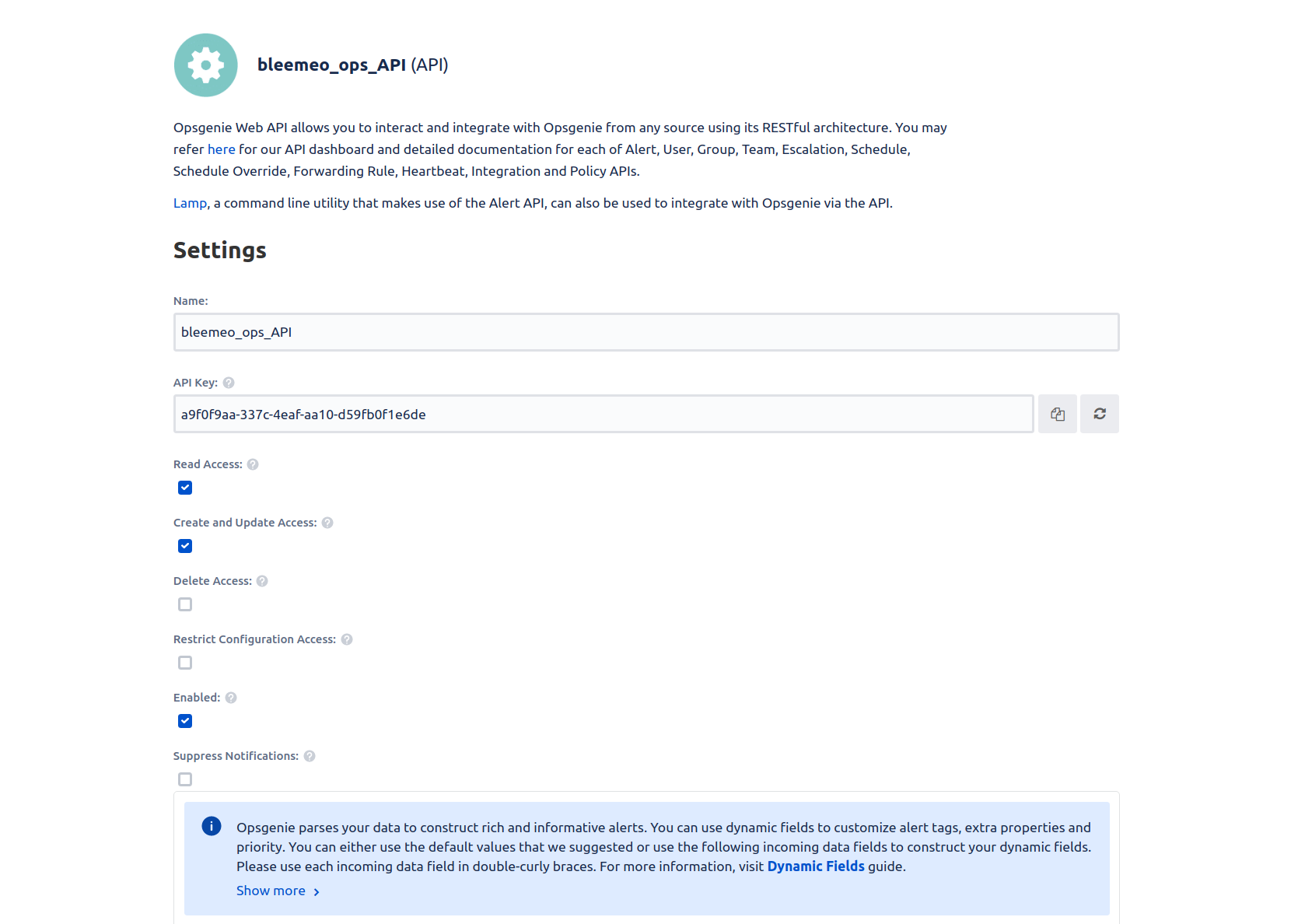 OpsGenie API integration