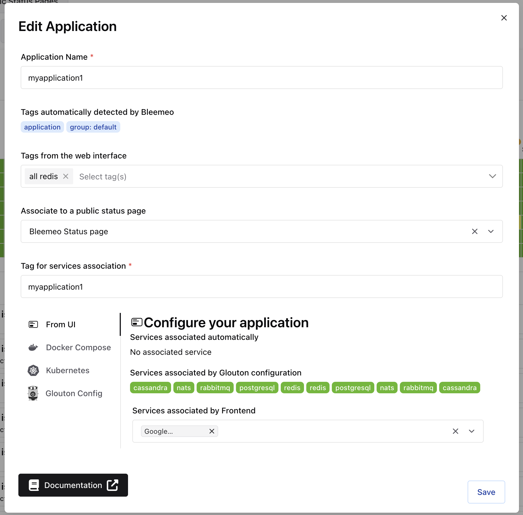 Application edit UI