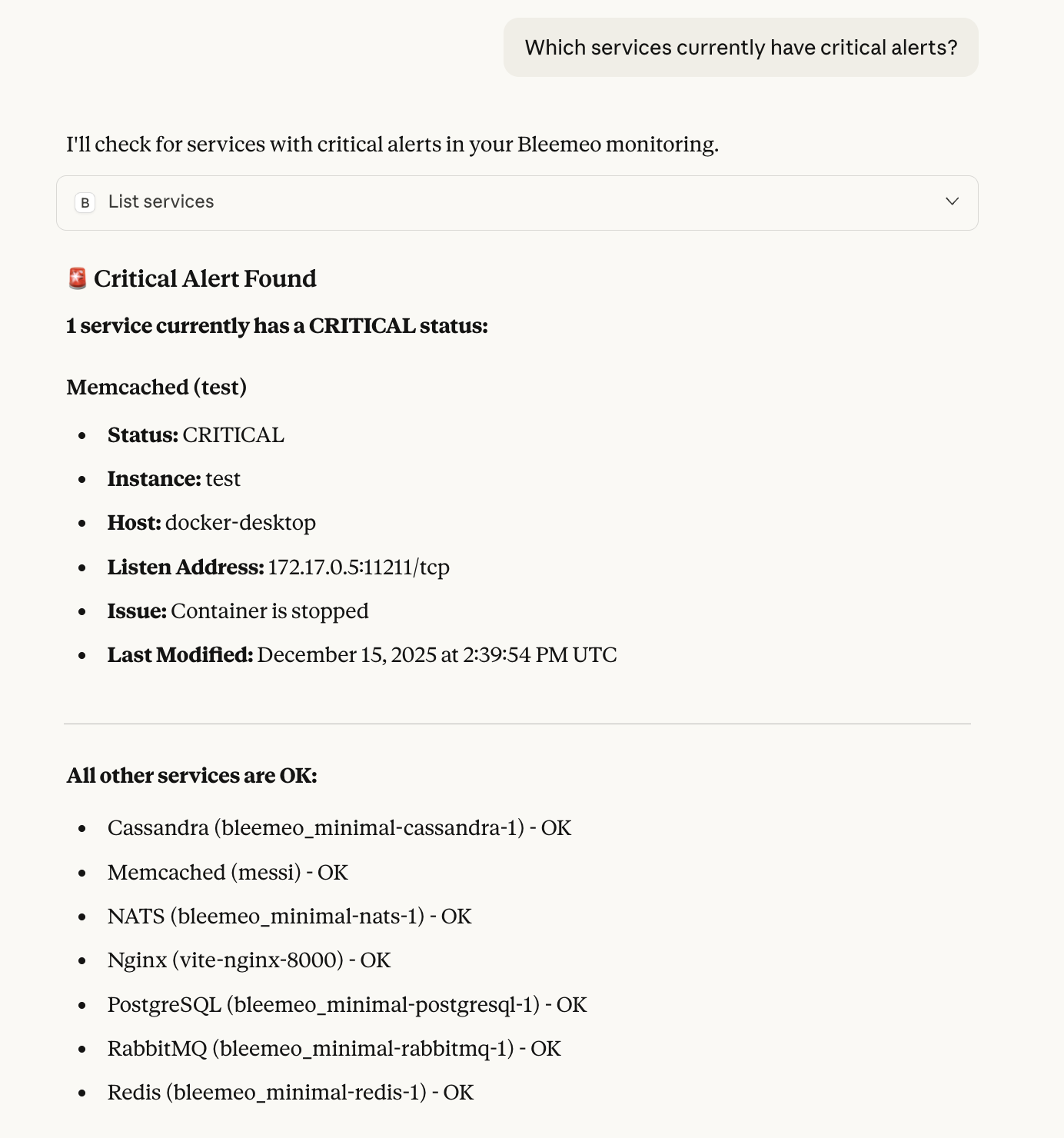 MCP example - critical alerts