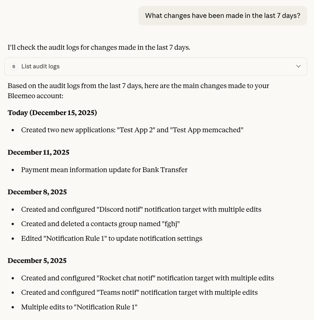 MCP example - audit log