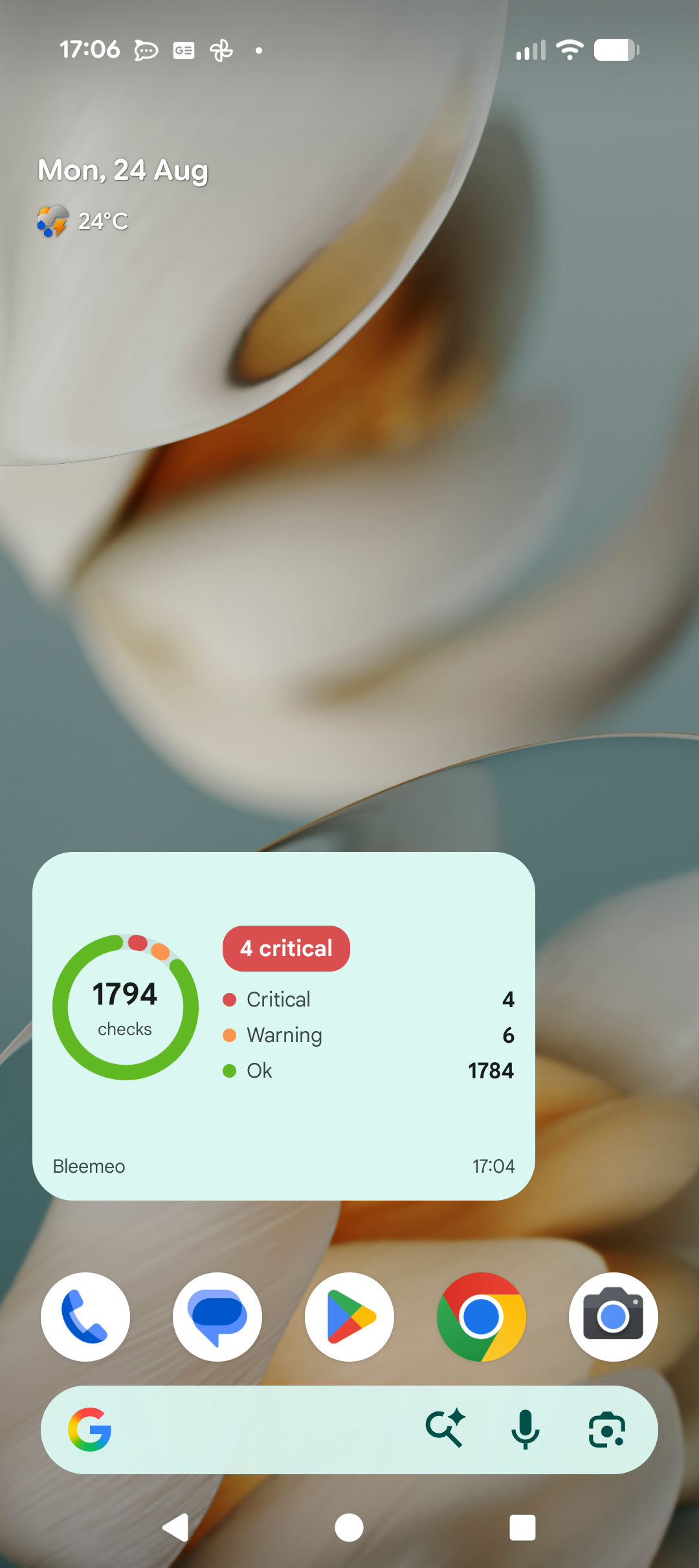 The Bleemeo account health widget on an Android home screen