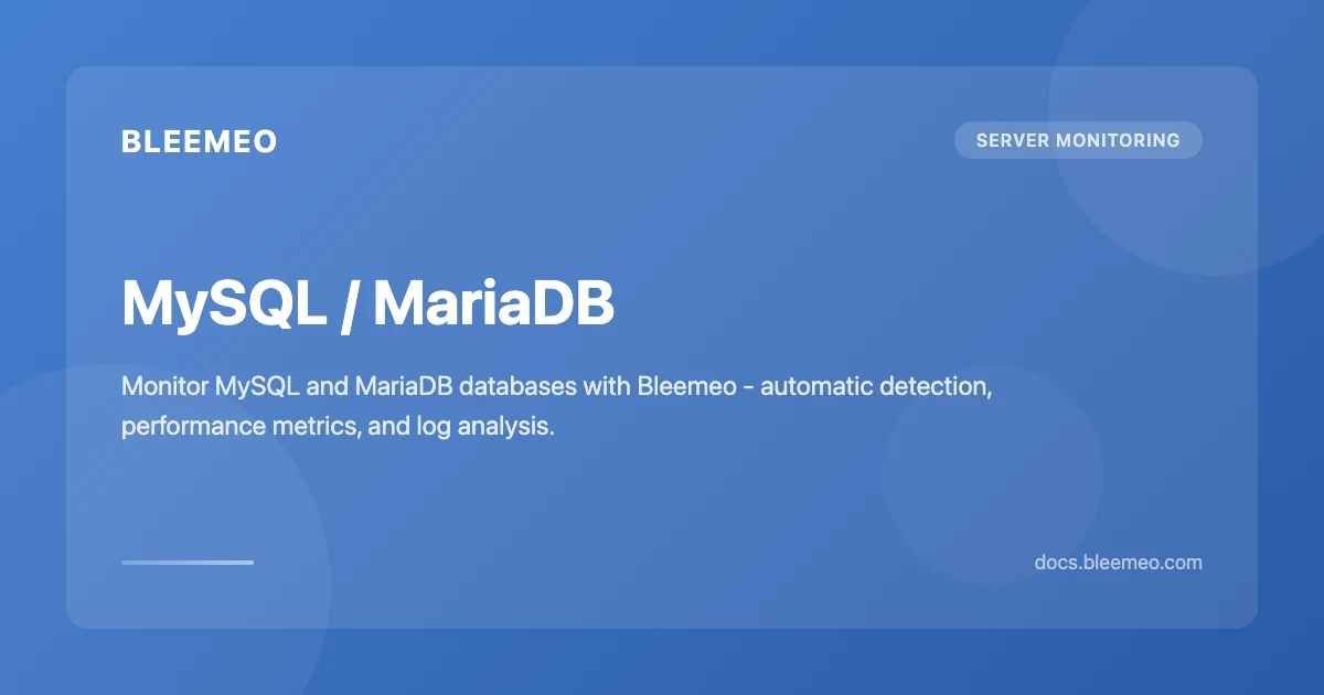MySQL / MariaDB | Bleemeo Documentation